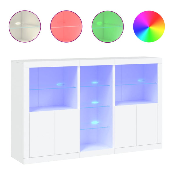 Weißes Sideboard mit LED-Beleuchtung Parseh 162x37x100cm