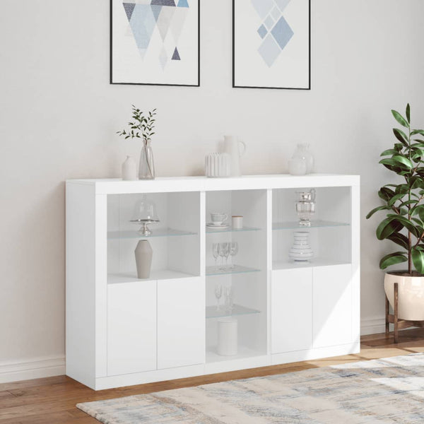 Weißes Sideboard mit LED-Beleuchtung Parseh 162x37x100cm