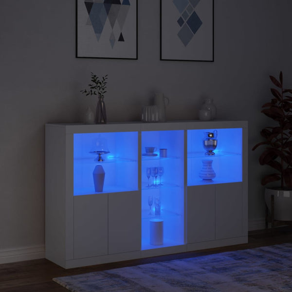 Weißes Sideboard mit LED-Beleuchtung Parseh 162x37x100cm
