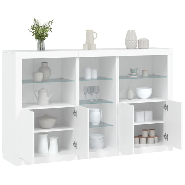 Weißes Sideboard mit LED-Beleuchtung Parseh 162x37x100cm