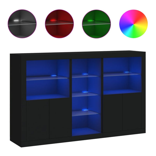 Senkki LED-valoilla musta 162x37x100 cm