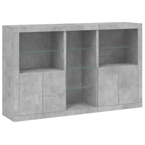 Betongraues Sideboard mit LED-Beleuchtung Parseh 162x37x100cm