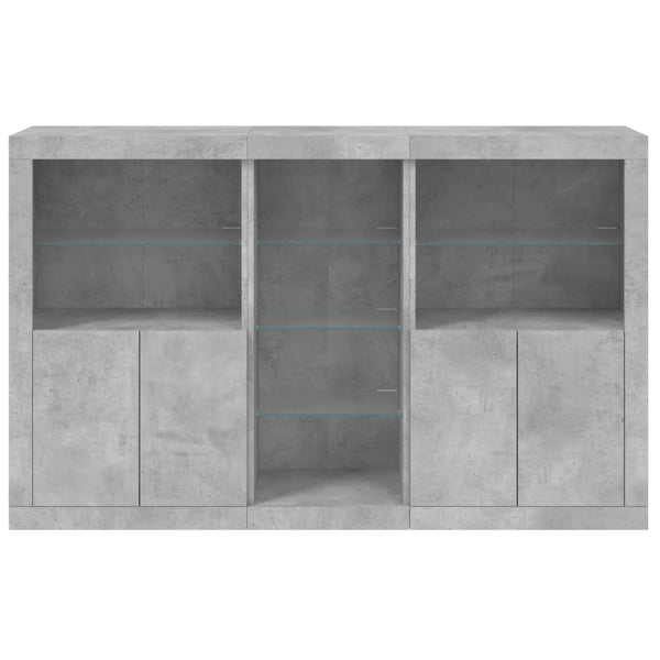 Betongraues Sideboard mit LED-Beleuchtung Parseh 162x37x100cm