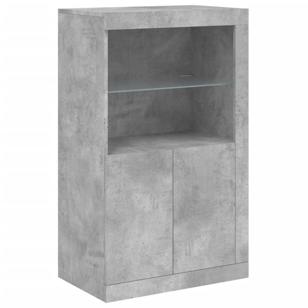 Betongraues Sideboard mit LED-Beleuchtung Parseh 162x37x100cm