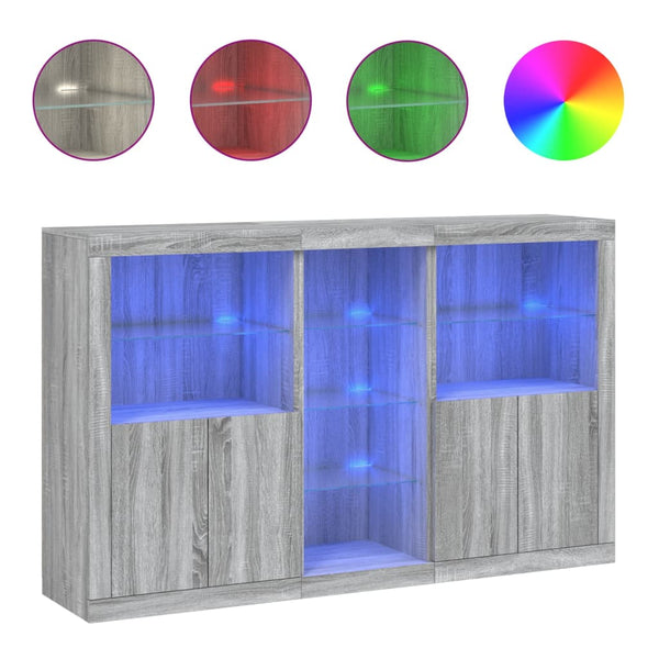 Graues Sideboard mit LED-Beleuchtung Parseh 162x37x100cm