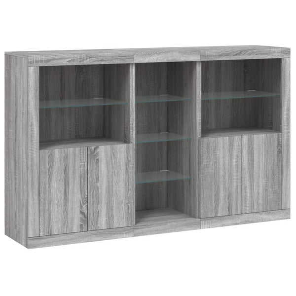 Graues Sideboard mit LED-Beleuchtung Parseh 162x37x100cm
