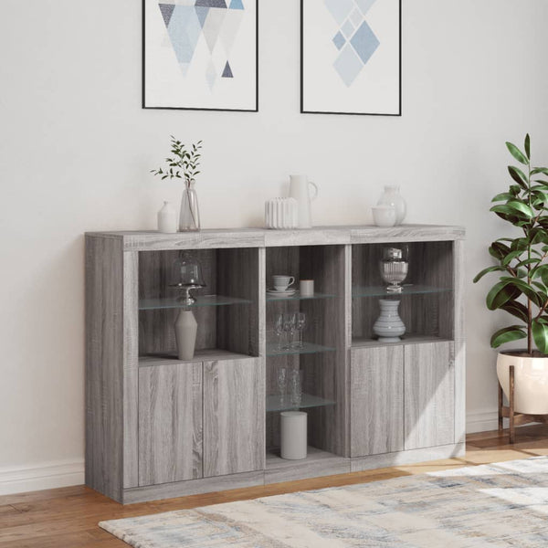 Graues Sideboard mit LED-Beleuchtung Parseh 162x37x100cm