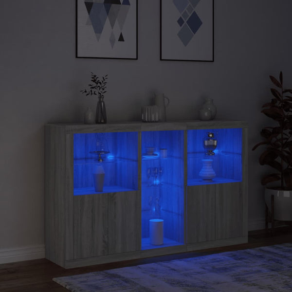 Graues Sideboard mit LED-Beleuchtung Parseh 162x37x100cm