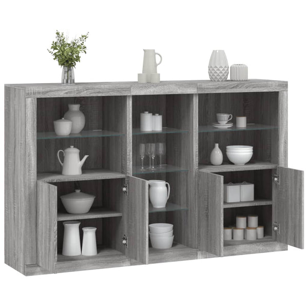 Graues Sideboard mit LED-Beleuchtung Parseh 162x37x100cm