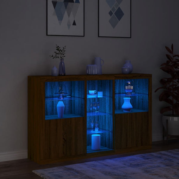 Kommode Russeiche mit LED-Beleuchtung Parseh 162x37x100cm