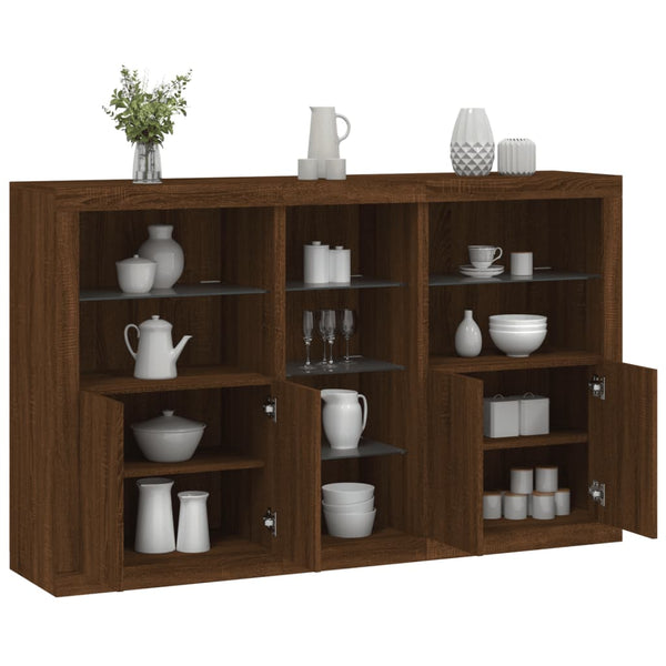 Kommode Russeiche mit LED-Beleuchtung Parseh 162x37x100cm