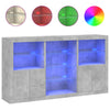 Betongraues Sideboard mit LED-Beleuchtung Plutina 181,5x37x100cm