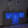 Betongraues Sideboard mit LED-Beleuchtung Plutina 181,5x37x100cm