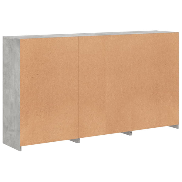 Betongraues Sideboard mit LED-Beleuchtung Plutina 181,5x37x100cm