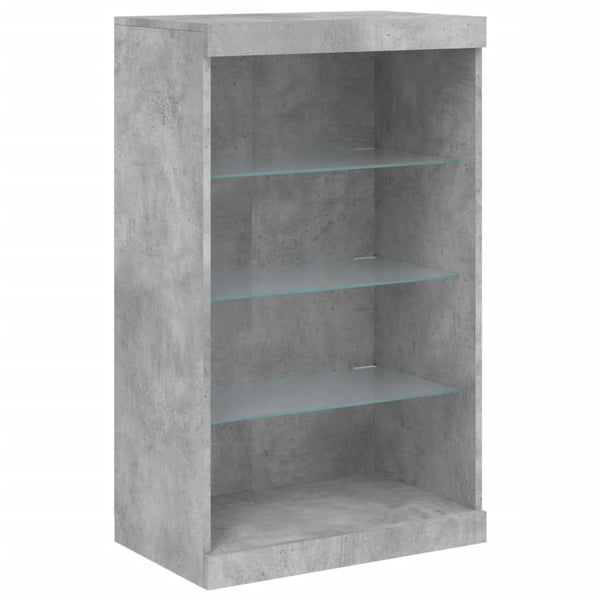 Betongraues Sideboard mit LED-Beleuchtung Plutina 181,5x37x100cm