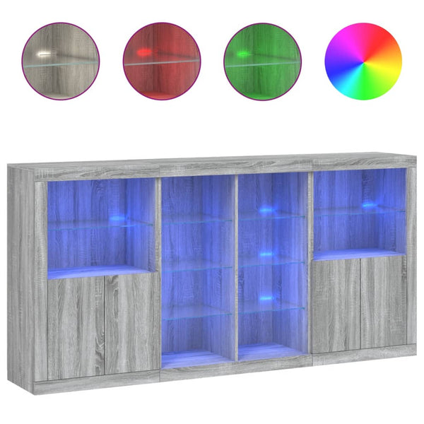 Sideboard mit LED-Beleuchtung Grau Sonoma 202x37x100 cm