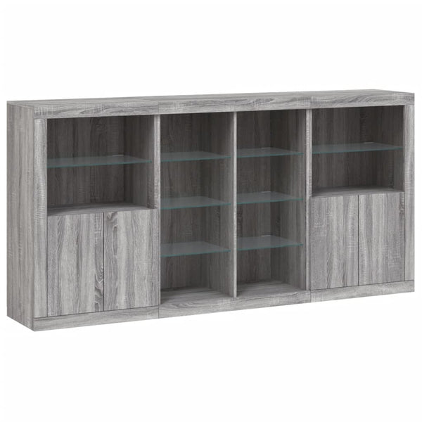 Sideboard mit LED-Beleuchtung Grau Sonoma 202x37x100 cm