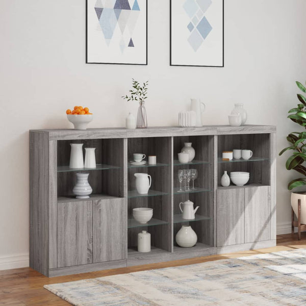 Sideboard mit LED-Beleuchtung Grau Sonoma 202x37x100 cm