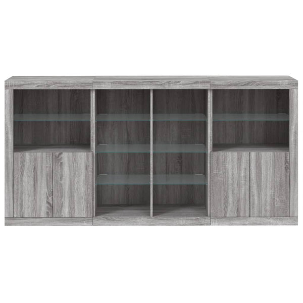 Sideboard mit LED-Beleuchtung Grau Sonoma 202x37x100 cm