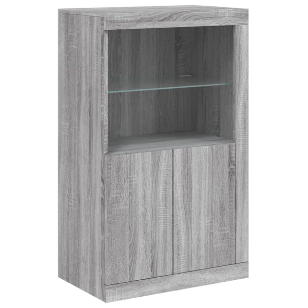 Sideboard mit LED-Beleuchtung Grau Sonoma 202x37x100 cm