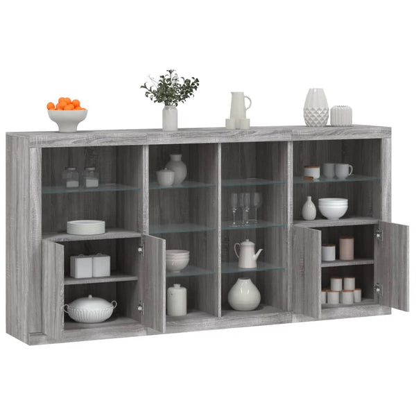 Sideboard mit LED-Beleuchtung Grau Sonoma 202x37x100 cm