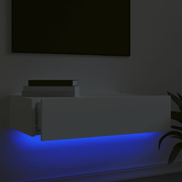 Weißes TV-Rack mit LED-Beleuchtung Costachita 60x35x15,5cm