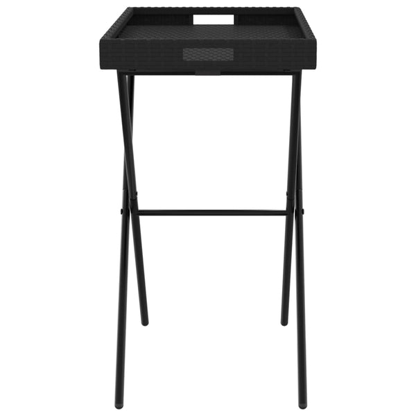 Schwarz klappbarer Serviertisch Eudora 65x40x75cm (Polyrattan)