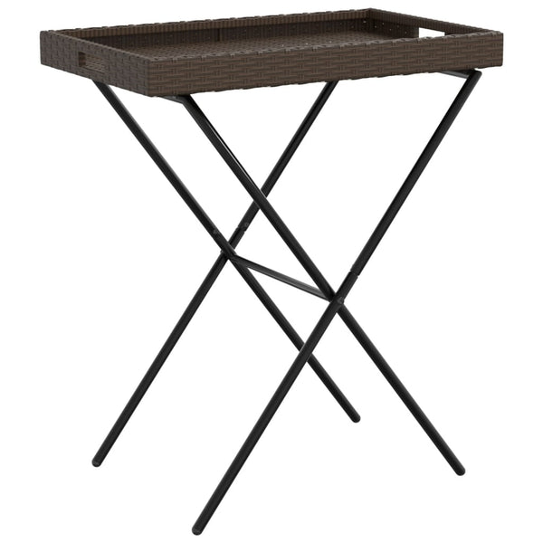 Brauner klappbarer Beistelltisch Eudora 65x40x75cm (Polyrattan)
