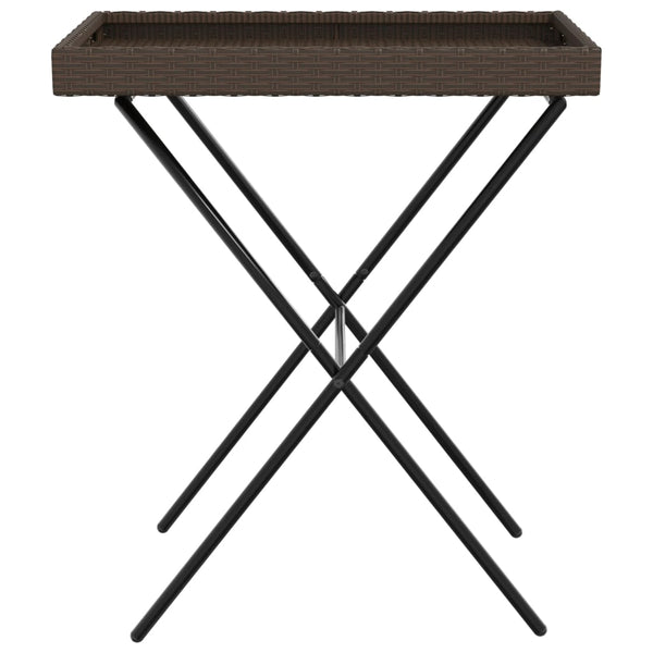Brauner klappbarer Beistelltisch Eudora 65x40x75cm (Polyrattan)