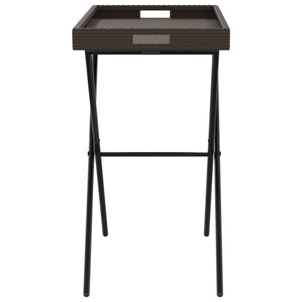 Brauner klappbarer Beistelltisch Eudora 65x40x75cm (Polyrattan)