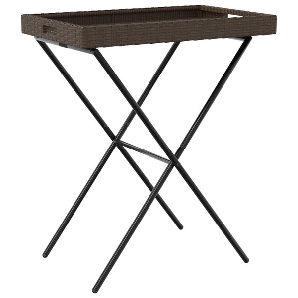 Brauner klappbarer Beistelltisch Eudora 65x40x75cm (Polyrattan)