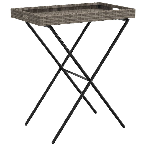 Klappbarer Beistelltisch Eudora Grau 65x40x75cm (Polyrattan)