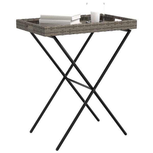Klappbarer Beistelltisch Eudora Grau 65x40x75cm (Polyrattan)