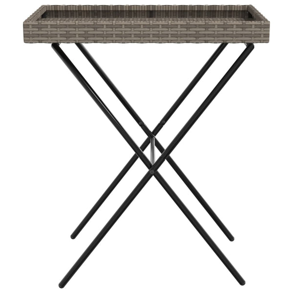 Klappbarer Beistelltisch Eudora Grau 65x40x75cm (Polyrattan)