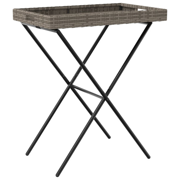 Klappbarer Beistelltisch Eudora Grau 65x40x75cm (Polyrattan)