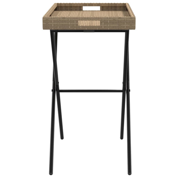 Beiger klappbarer Beistelltisch Eudora 65x40x75cm (Polyrattan)