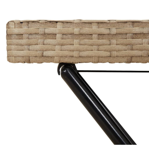 Beiger klappbarer Beistelltisch Eudora 65x40x75cm (Polyrattan)