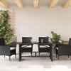 Schwarzer Gartentisch mit Glasplatte Ghimilier 190x80x74cm (Polyrattan)