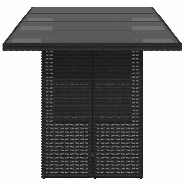 Schwarzer Gartentisch mit Glasplatte Ghimilier 190x80x74cm (Polyrattan)