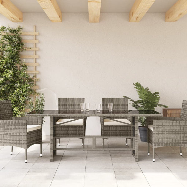Grauer Gartentisch Ghimilier 190x80x74cm (Polyrattan)