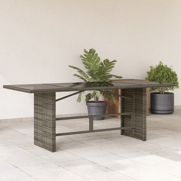 Grauer Gartentisch Ghimilier 190x80x74cm (Polyrattan)