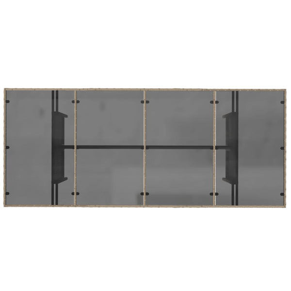 Beiger Gartentisch Ghimilier 190x80x74cm (Glasplatte Polyrattan)