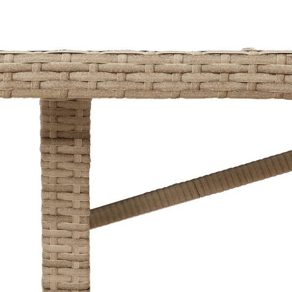 Beiger Gartentisch Ghimilier 190x80x74cm (Glasplatte Polyrattan)