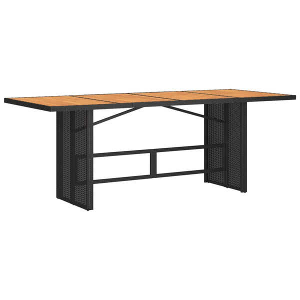 Schwarzer Gartentisch Akazienholz und Polyrattan Ghimilier 190x80x74cm