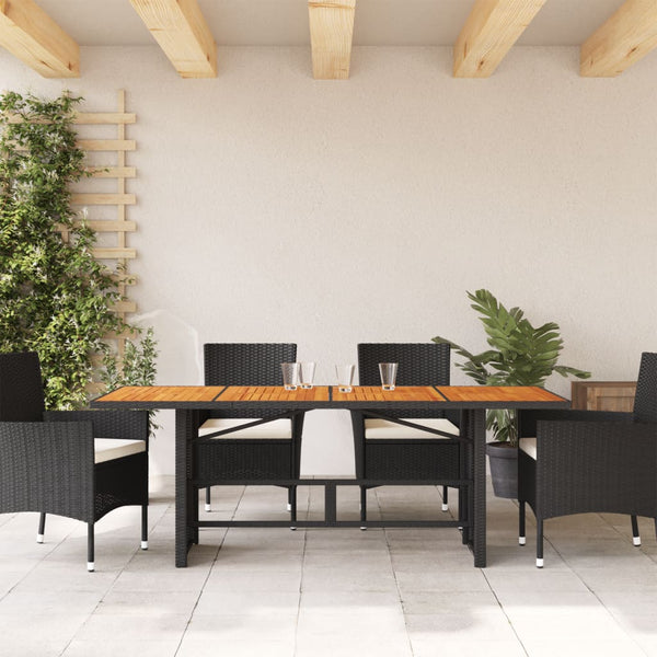 Schwarzer Gartentisch Akazienholz und Polyrattan Ghimilier 190x80x74cm