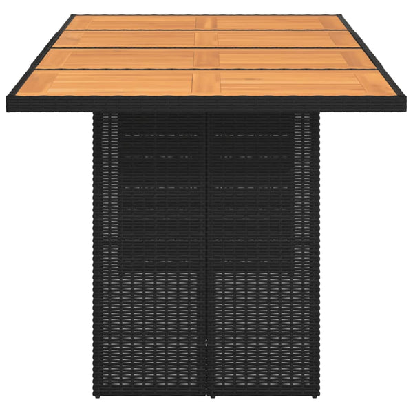 Schwarzer Gartentisch Akazienholz und Polyrattan Ghimilier 190x80x74cm