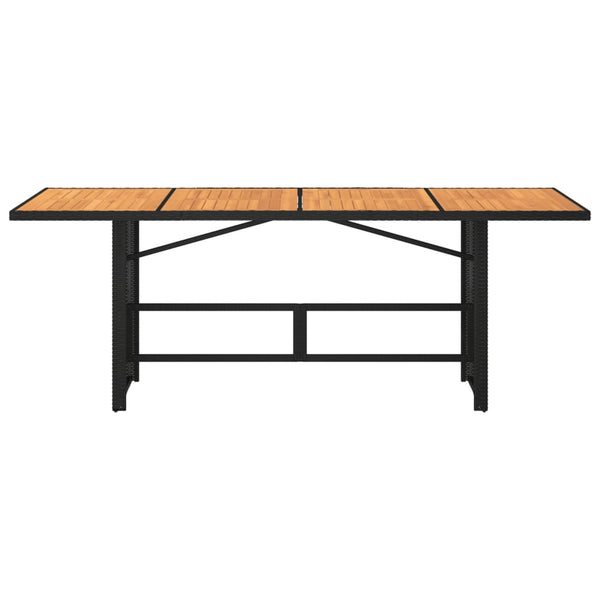 Schwarzer Gartentisch Akazienholz und Polyrattan Ghimilier 190x80x74cm