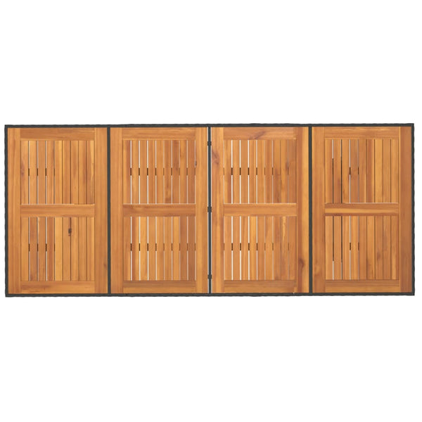 Schwarzer Gartentisch Akazienholz und Polyrattan Ghimilier 190x80x74cm