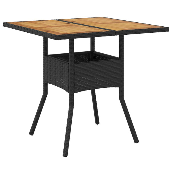 Schwarzer Gartentisch aus Akazienholz und Polyrattan Actiunea 80x80x75cm