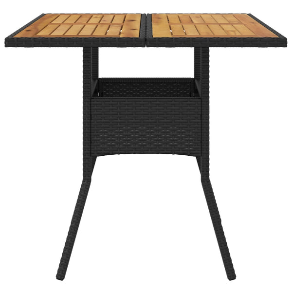 Schwarzer Gartentisch aus Akazienholz und Polyrattan Actiunea 80x80x75cm